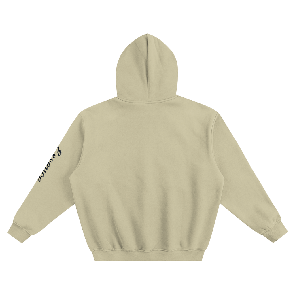 Unisex arm text print Fleeced Boxy Hoodie