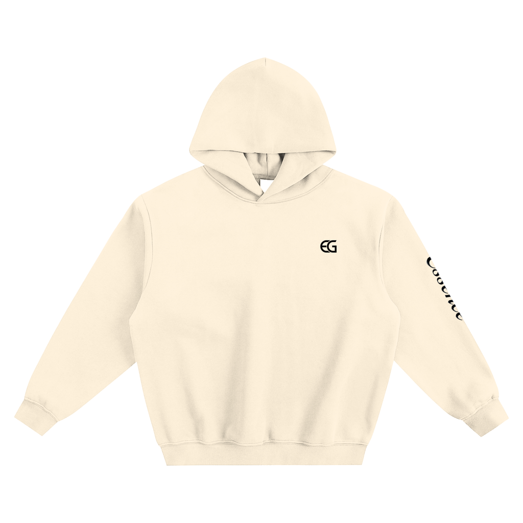 Unisex arm text print Fleeced Boxy Hoodie