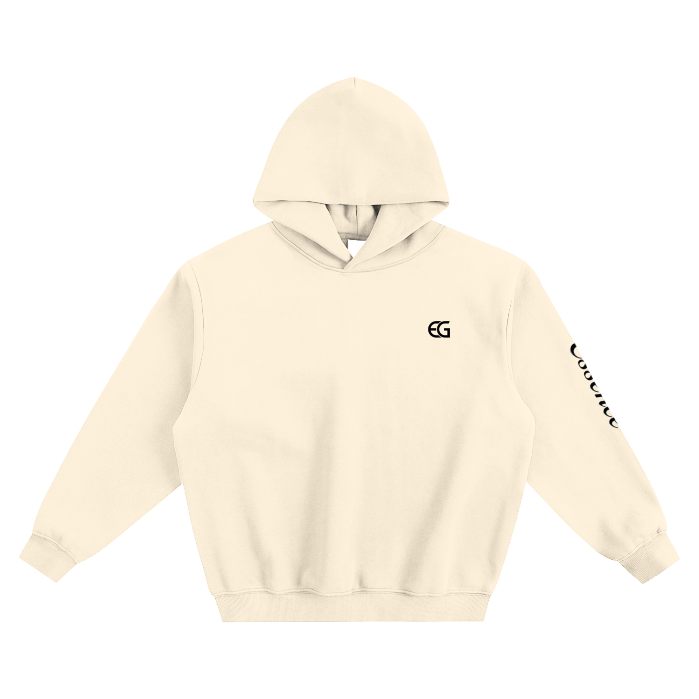 Unisex arm text print Fleeced Boxy Hoodie