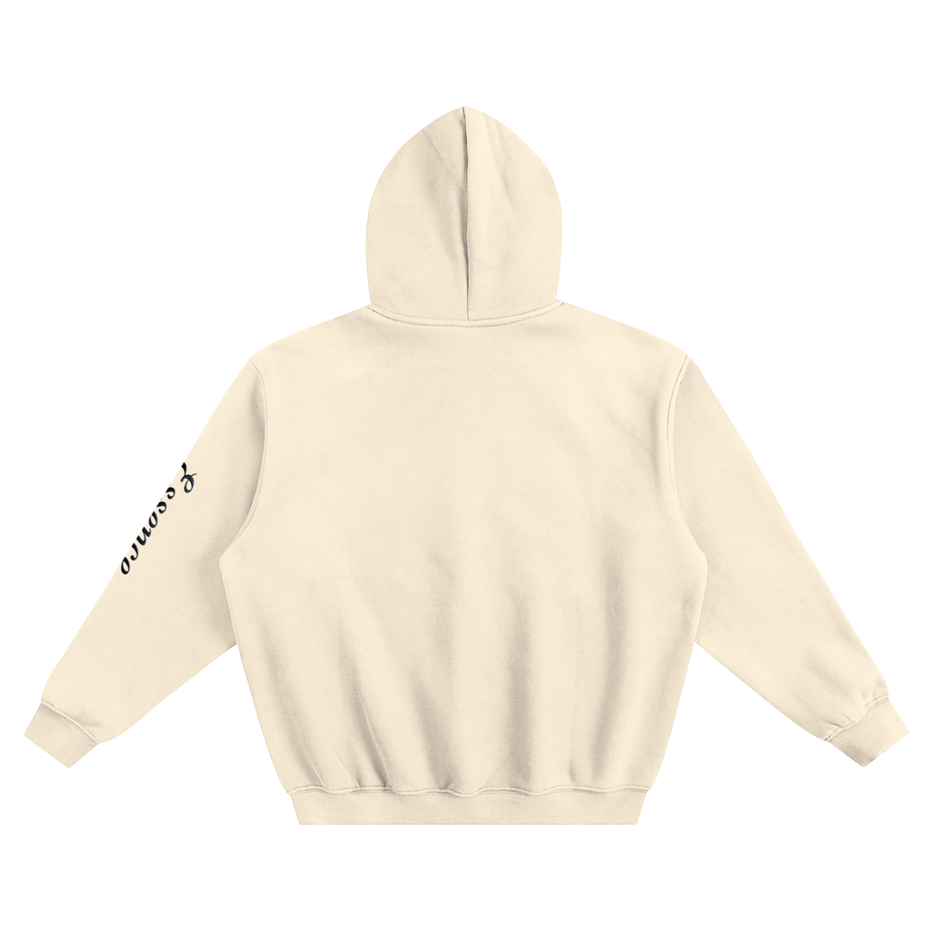 Unisex arm text print Fleeced Boxy Hoodie