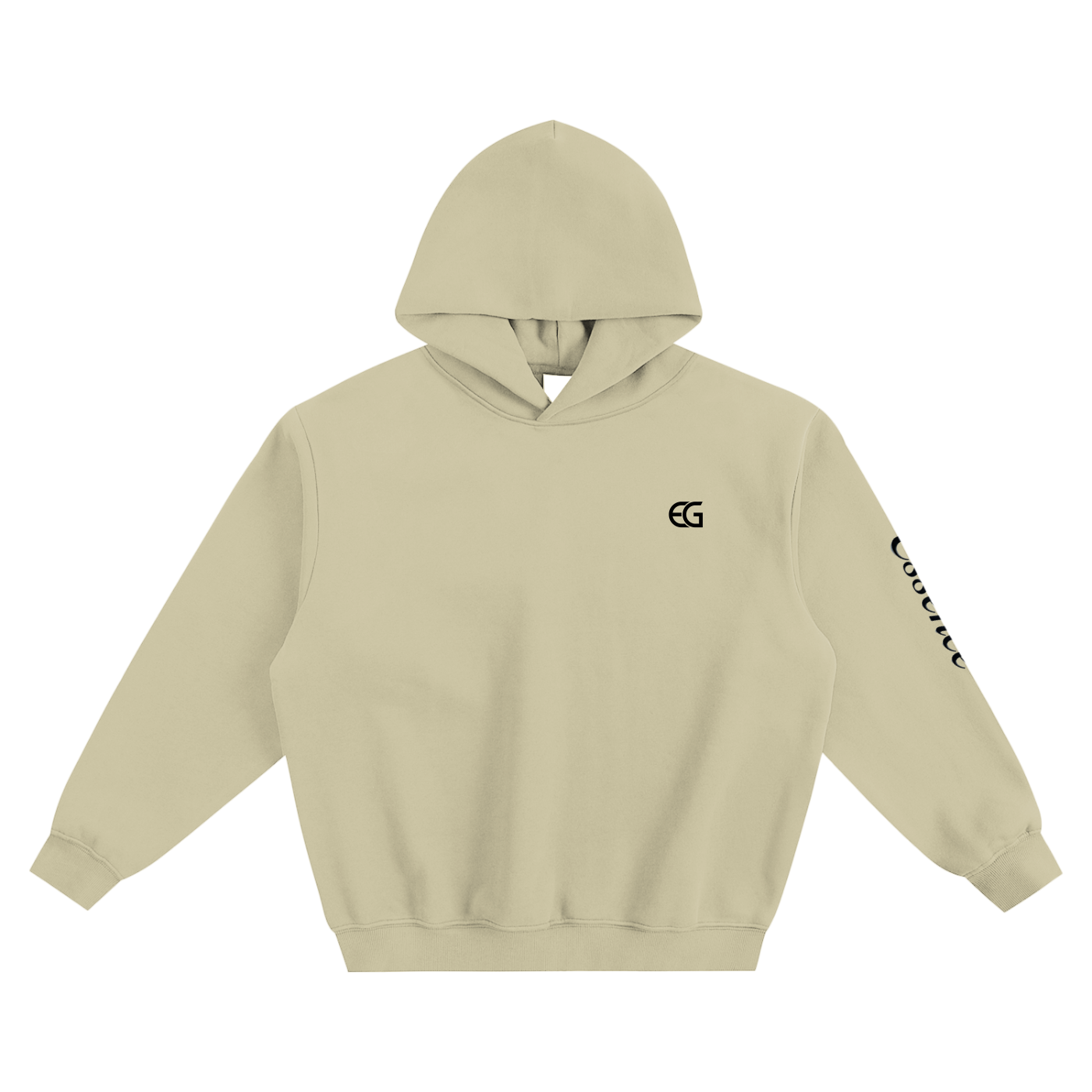 Unisex arm text print Fleeced Boxy Hoodie