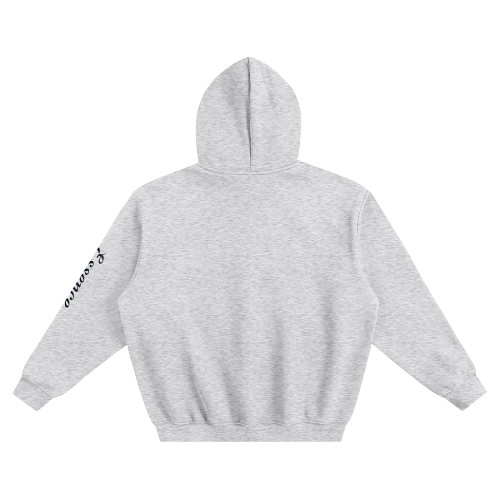 Unisex arm text print Fleeced Boxy Hoodie