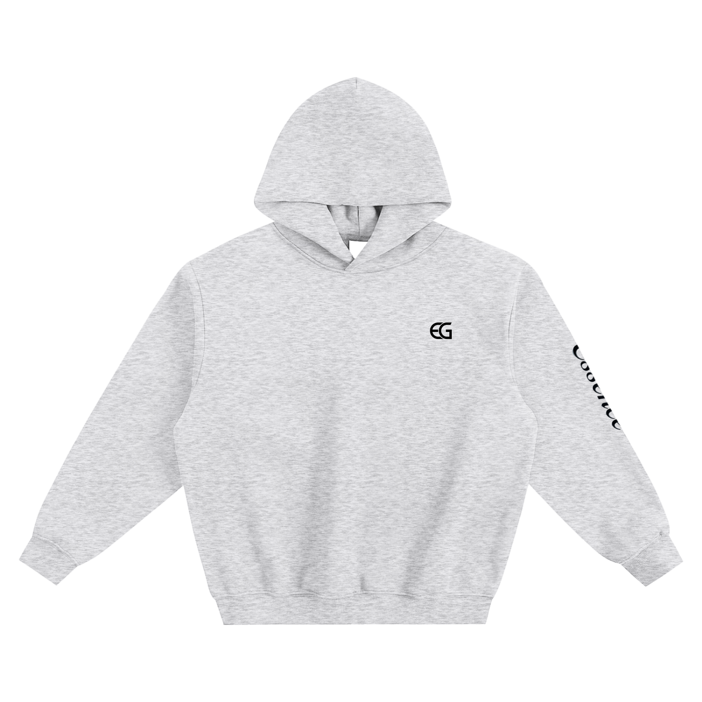 Unisex arm text print Fleeced Boxy Hoodie