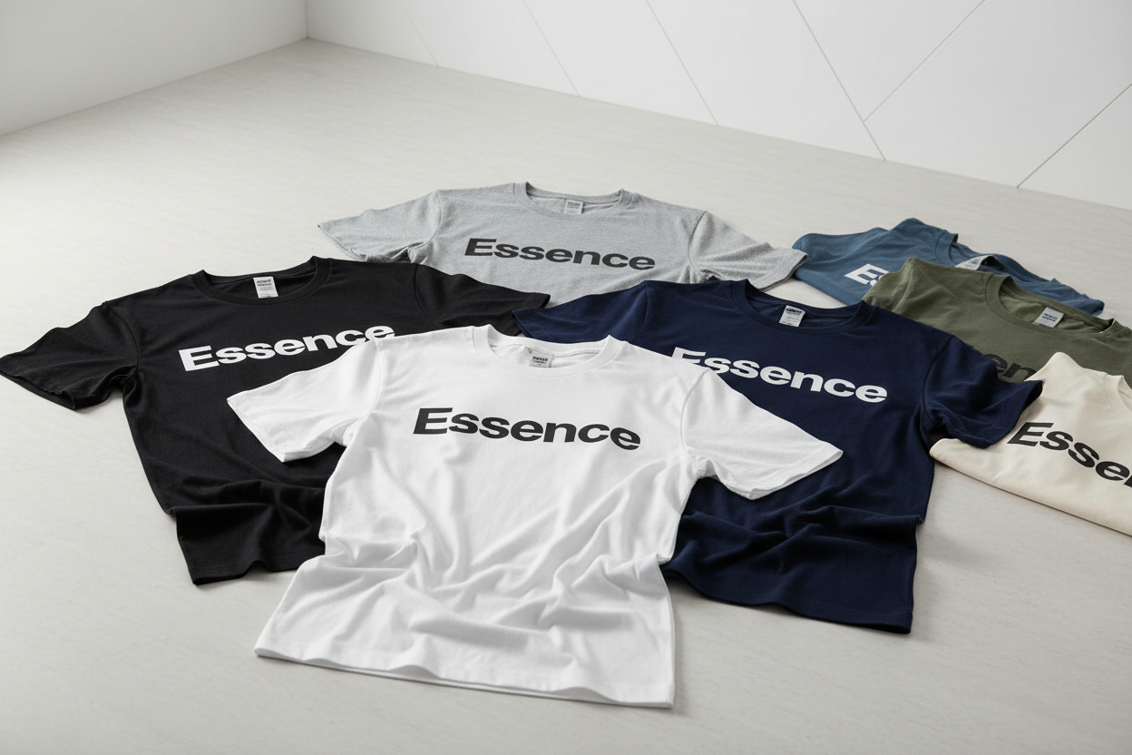 T-shirts with the word Essence on the front 
