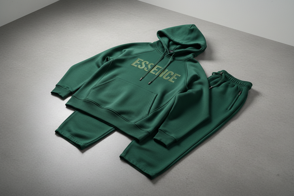 Tracksuits with the word Essence on the front 